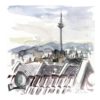 Fernsehturm Bundesbank Dachlandschaft Frankfurt