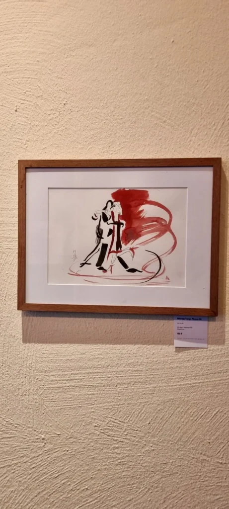 Milonga Tango Tanz Paar rote und schwarze Tusche